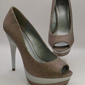 My Delicious Shoes Scuba Iridescent Glitter Heel Shoes - Size 5.5M